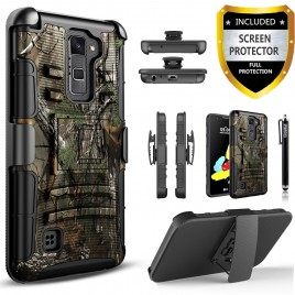 LG Stylos 2 Plus, LG Stylus 2 Plus Case, Dual Layers [Combo Holster] Case And Built-In Kickstand Bundled with [Premium Screen Protector] Hybird Shockproof And Circlemalls Stylus Pen (Camo)